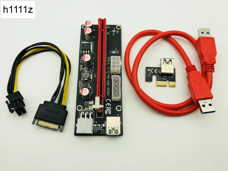 Райзер VER009S PCI Express PCIE E карта 009s Molex 6Pin к SATA источник питания USB 3 0 кабель 1X 16X
