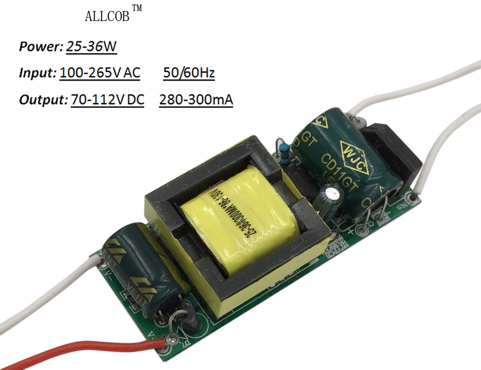Светодиодный драйвер, встроенный источник питания, постоянный ток, 280ма, 300 мА, 3 Вт, 5 Вт, 7 Вт, 9 Вт, 10 Вт, 12 Вт, 15 Вт, 20 Вт, 30 Вт, 36 Вт, изолирующий трансформатор освещения