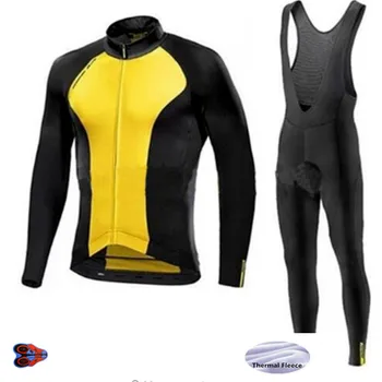 

2019 Ciclismo Bike Clothing MAVIC Long Sleeve Cycling Jersey Sets Winter Fleece 9D Gel Pad Cycling MTB Bicycle Jerseys Clothing
