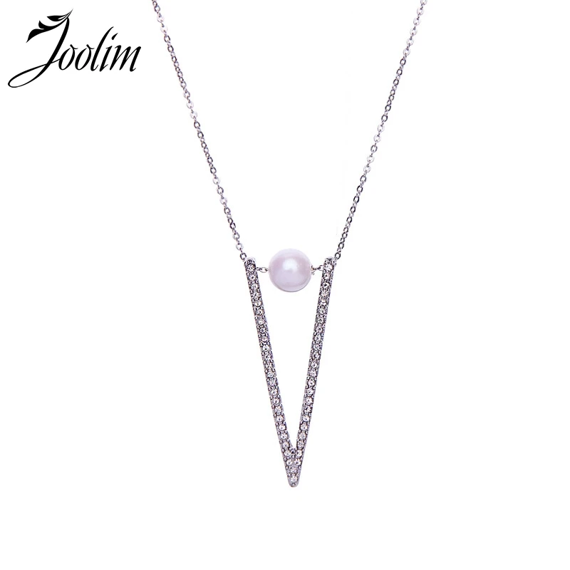 

Joolim Simple Geometric Pearl Pendant Necklace Delicate Necklace