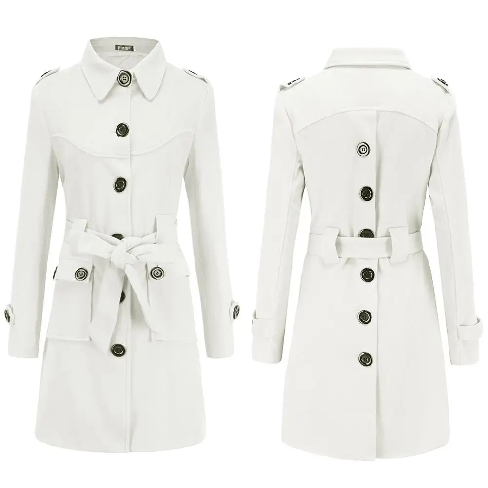 

Yfashion Women Rear Opening Slit Coat Woolen Overcoat Slim Fit Waist Fashion Coat