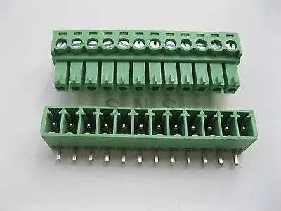 

30 pcs Screw Terminal Block Connector 3.5mm Angle 12 pin Green Pluggable Type