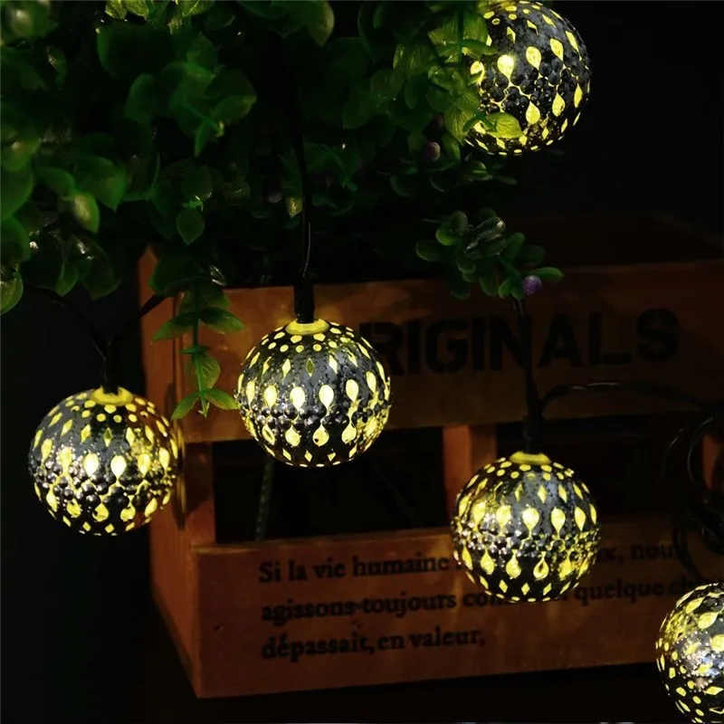  Fairy Moroccan Lantern Silver Metal Globe String Lights (6)