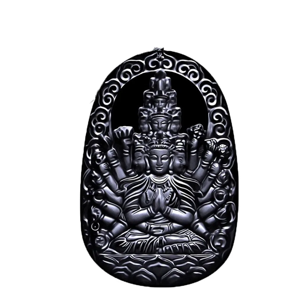Изысканное ювелирное изделие Clin-kk обсидиан 1000 рук рука Avalokitesvara Bodhisattva Kwan-Yin