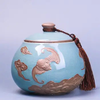 

Chinese Style Ceramics Tea Caddies Tea Box Jar Storage Holder Chinese Kung Fu Canister Teaset Accessories Home Office Teaware