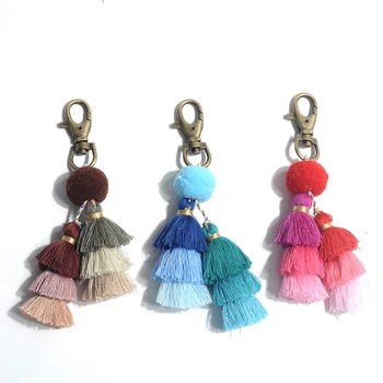 

3pcs/lot Personalized Long Colorful Three layers of tassel for Keychain bag Cellphone Pendant home decoration DIY accessories