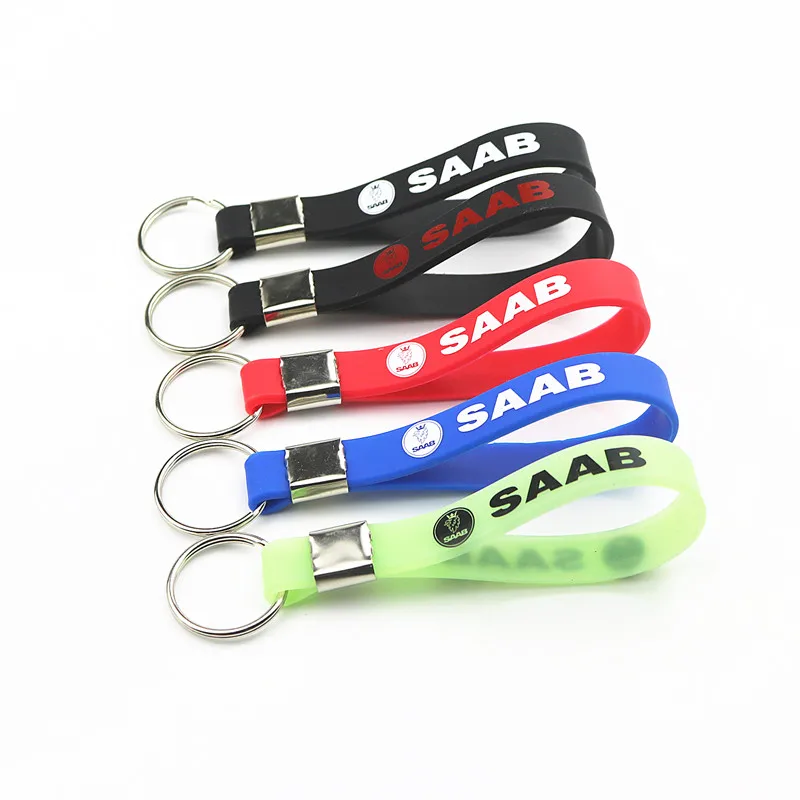 

Luminous Silicone Emblem Badge Car Keychain Key Ring for Saab 9000 900 428 03-10 9-3 9-5 93 95 Car Styling