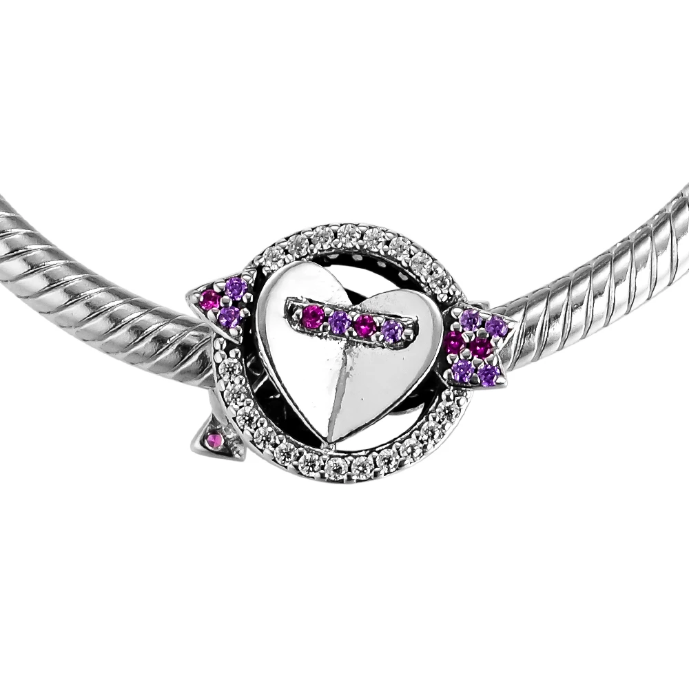 

Sparkling Arrow & Heart Crystal Beads for DIY Jewelry Making 2019 New Silver 925 Jewelry Valentine Day Beads For Women Bracelets