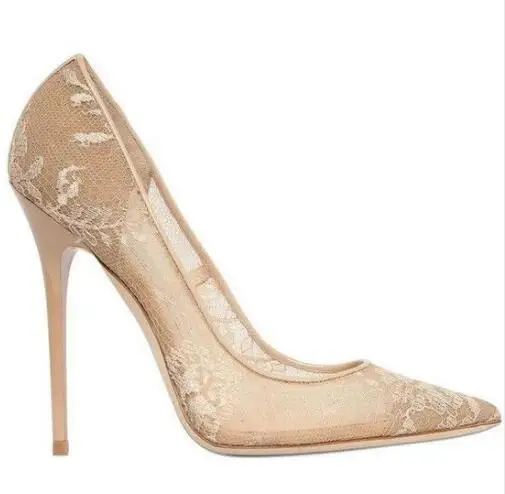 Summer Hottest Selling Women High Heel Shoes Elegant Lace Mesh Dress Shoes Pumps Ladies Slip On Thin Heels Sandal Free Shipping Women's Shoes