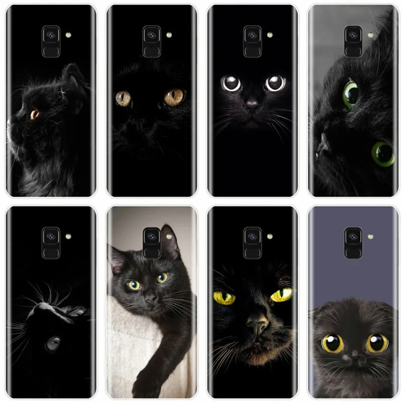 Черный чехол с кошачьим глазом для Samsung Galaxy A5 A7 A8 2015 A3 2016 2017 A9 2018 | Мобильные
