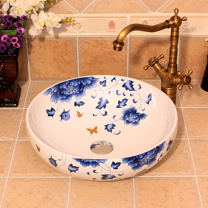 Europe Vintage Style Ceramic Sinks Counter Top Wash Basin Bathroom Sink bathroom vanity wash basins (3)