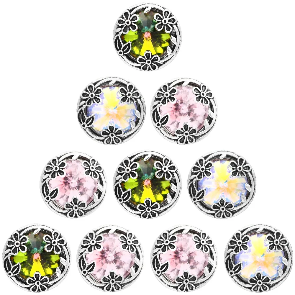 

2019 Fashion Hearts Flowers rhinestone Beauty 20MM snap buttons fit DIY 18MM snap bracelet snap jewelry Mother's Day gifts