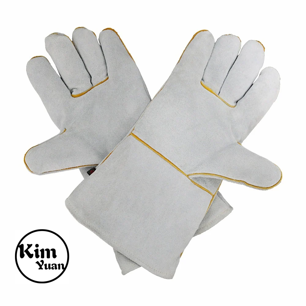 

KIM YUAN 054L Leather Welding Gloves - Heat/Fire Resistant, Perfect for Welder/Oven/Fireplace/Animal Handling/BBQ -Red- 14inches