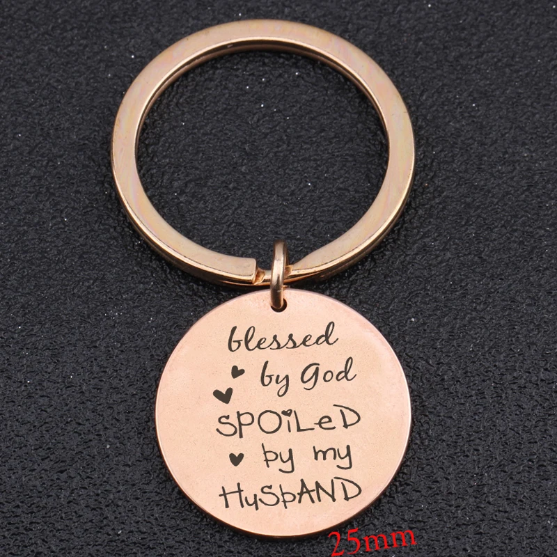 BLESSED BY GOD SPOILED BY MY HUSBAND PINK LETTERING Metal License Plate Frame