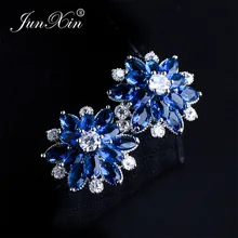 JUNXIN женские серьги-гвоздики в виде снежинок, настоящее 925 пробы, серебряные ювелирные изделия,, высокое качество, AAA, циркон, Двойные серьги для женщин