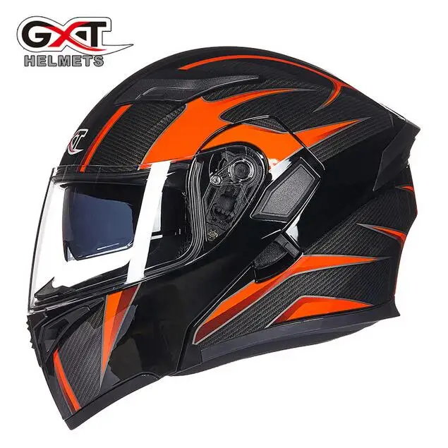 GXT модульный мотоциклетный шлем с откидной крышкой Capacete da Motocicleta мотошлем Casque Kask Helm Dual Visors мужские гоночные шлемы - Цвет: 1