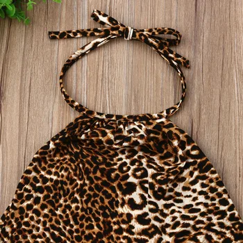 2Pcs Newborn Kids Baby Girls Leopard Print Tops Jeans Shorts Outfit Clothes 1-6Y 3