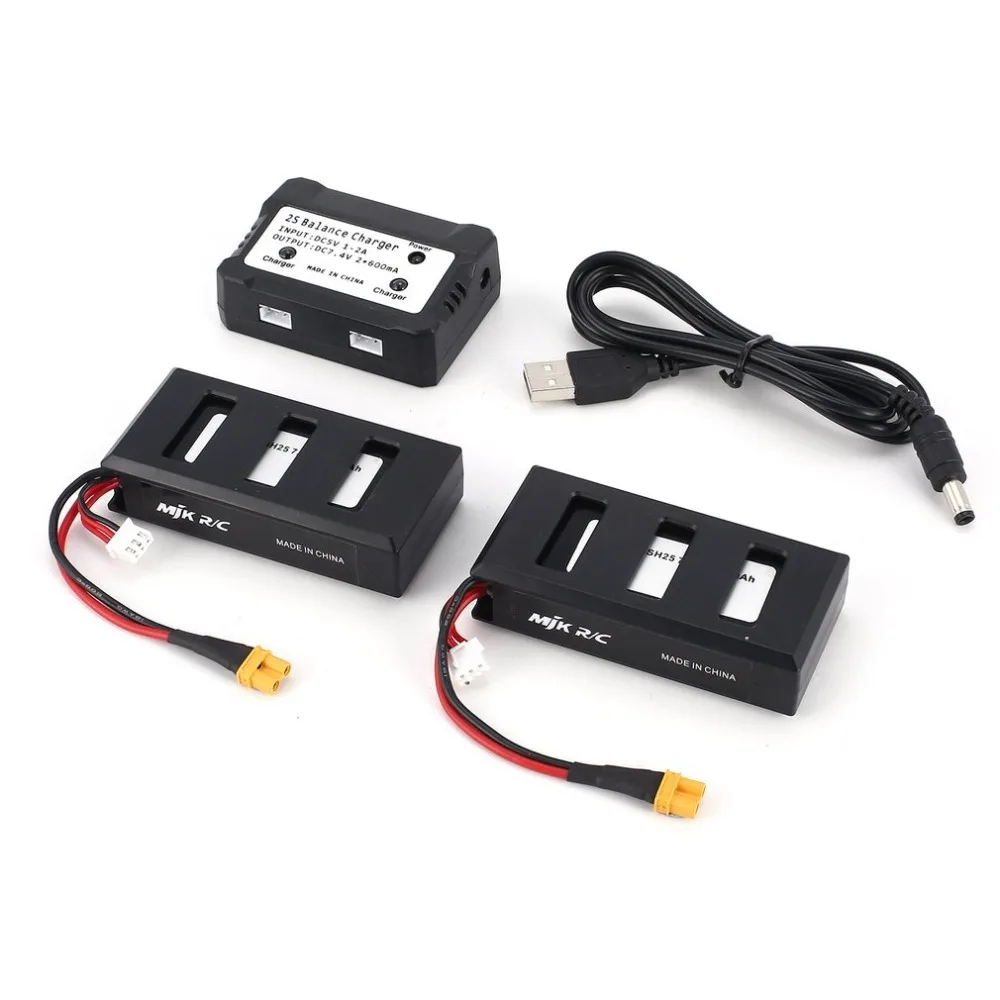 

2pcs XT-30 2S 7.4V 1300mAh Li-po Battery with 2 In 1 Charger for RC Quadcopter Drone MJX Bugs 6/8 B6/B8/B3 Spare Accessories