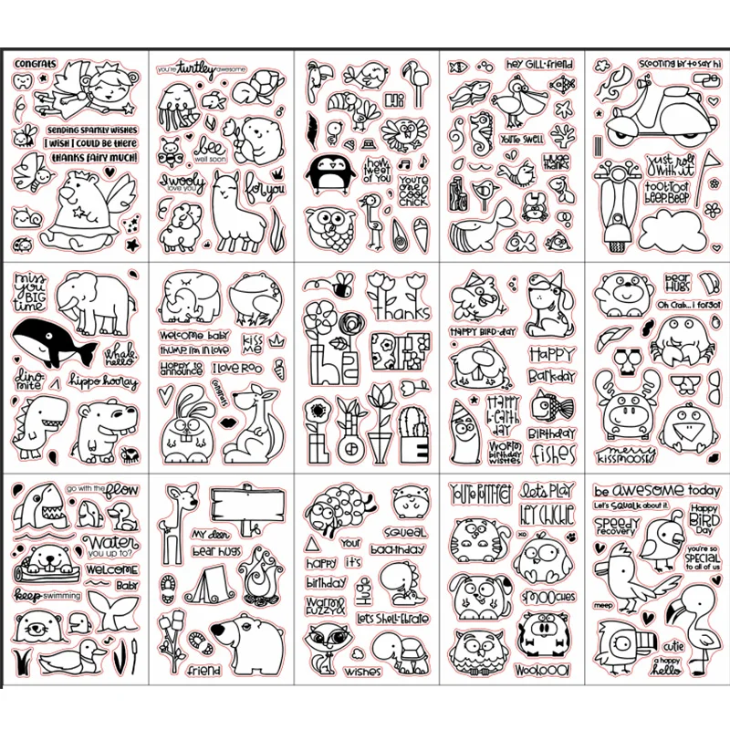 

Cute Animal Elephant Dinosaur Moose Transparent Clear Silicone Stamp/Seals for DIY Scrapbooking/Photo Album Craft Clear Stamp