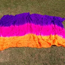 Танец живота шелковая вуаль стример яркий красочный градиент настоящий шелк мягкий Прямоугольный платок вуаль 2 до 4 м фиолетовый розовый оранжевый