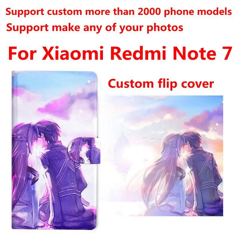 

DIY Phone bag Personalized custom photo Picture PU leather case flip cover for Xiaomi Redmi Note 7