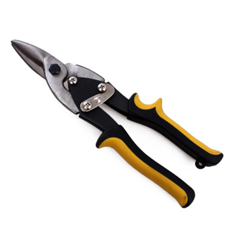 1pc 25cm Metal Cutting Scissors Rubber Handle Straight Aviation Tin Snip Sheet Shear Pliers with