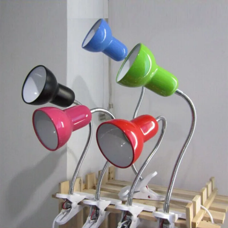 

E27 LED Desk Light Adjustable Reading Lamp Holder With Clip Switch 360 Degree Twisted Flexible Metal Tubing led Table light