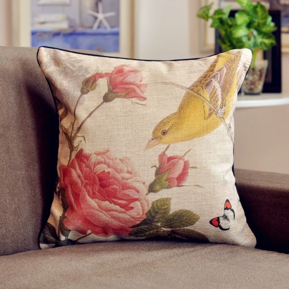 Buy Vintage Country Floral Bird cushion cover Floral