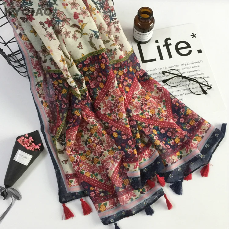 

BOHEMIAN scarf for women autumn spring Mexico style hippie vintage ethnic long print patchwork scarf muffler cape shawl