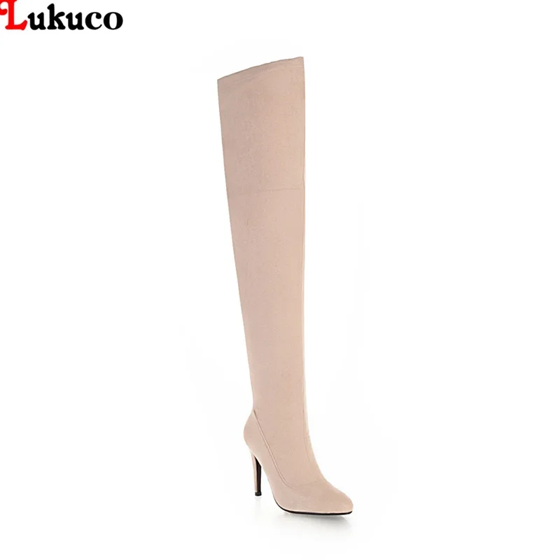 

2019 Woman Large Size 34-48 Over The Knee Boots Thin Heel Pointed Toe Riding Boot High Quality Handmade Short Plush Pumps Women