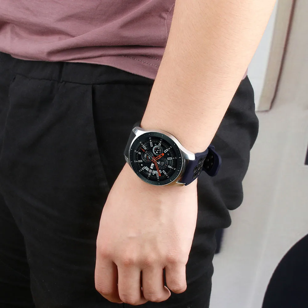 Двойной цвет спортивный силиконовый браслет ремешок для samsung Galaxy Watch 46 мм
