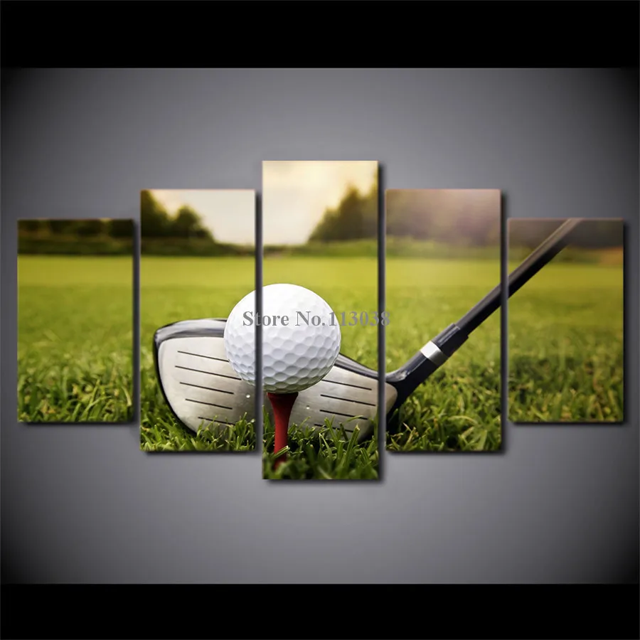Home Decor 5 Sztuk Pole Golfowe Drukowane Na Płótnie Malarstwo Salon Wall Art Zdjęcia Bez Ramki Bezpłatną Wysyłką