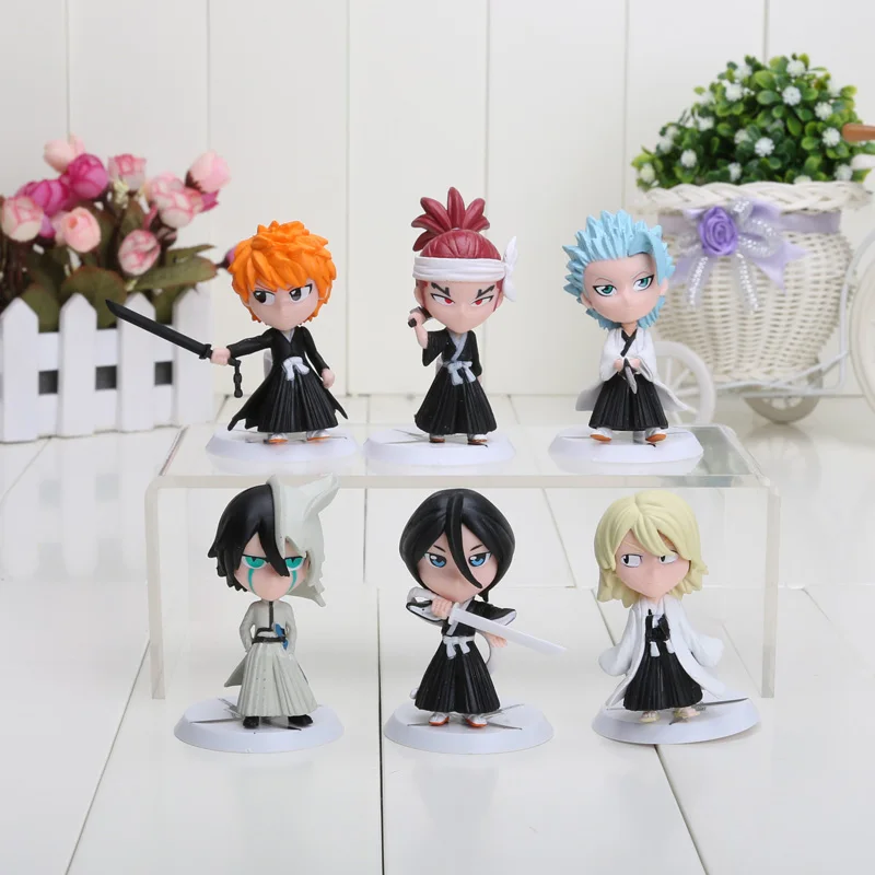 

6pcs/set 7cm Anime Bleach Ichigo Ulquiorra cifer Renji Ichimaru Gin Toushirou PVC Action Figures Model Toys