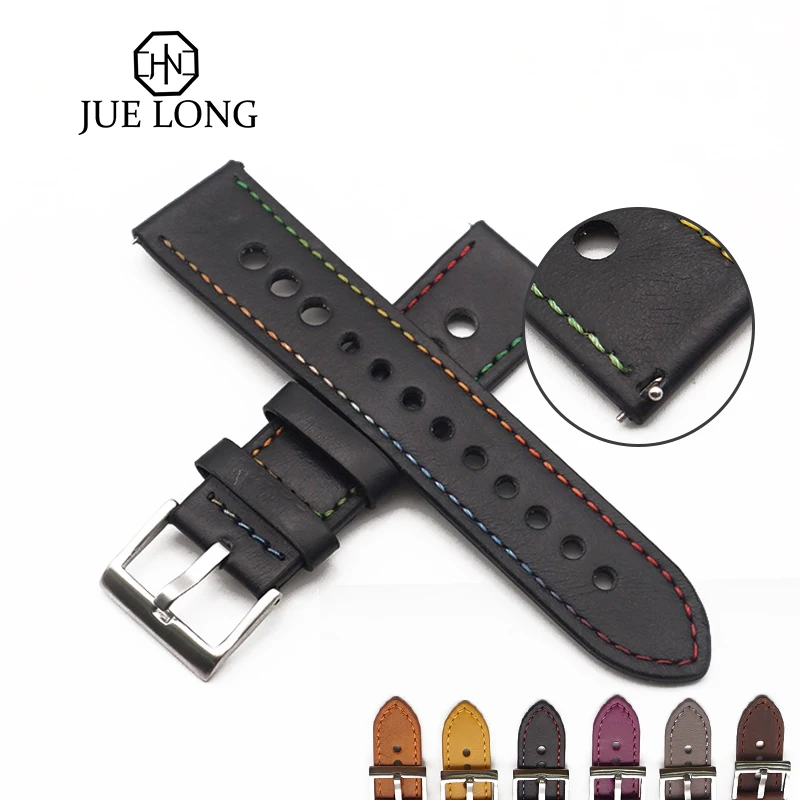 

22mm Leather WatchBands Quick Release Spring Bar High Quality Black Colors Watch strap