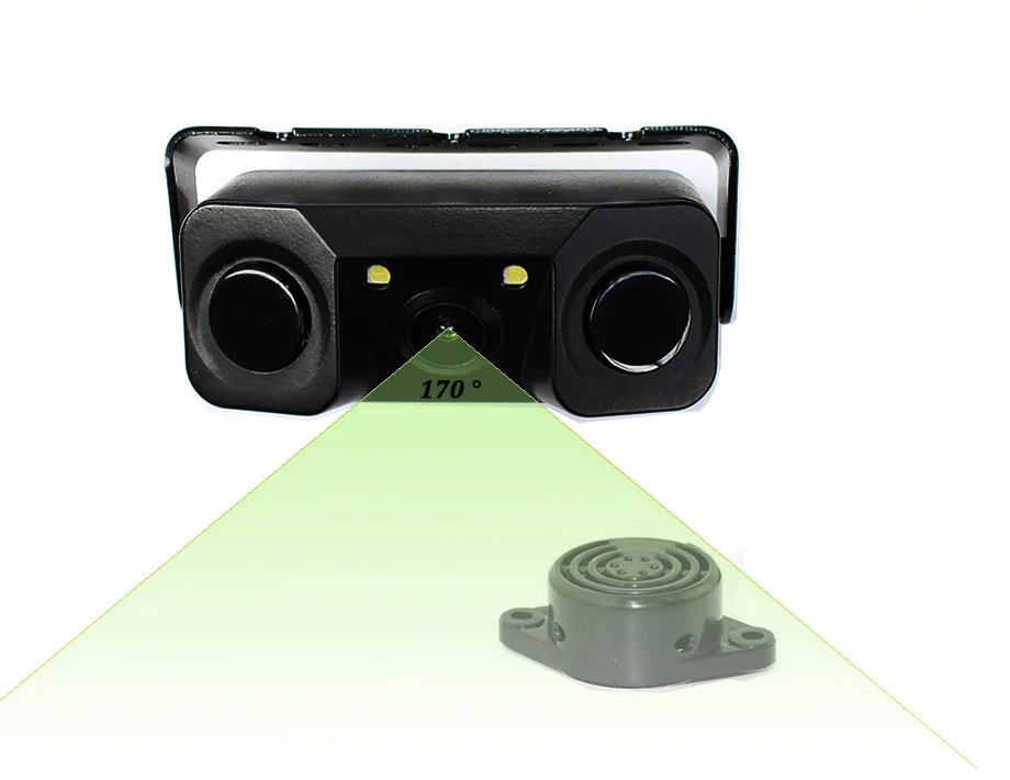 New 3 IN 1 2 in 1 Car Video Parking Sensor Reverse Backup Rear View Camera