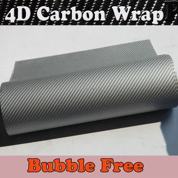 

PROTWRAPS Silver 4D Carbon Fiber Vinyl Car Wrap Carbon Fibre Film like realistic Carbon With Air Bubble Free 1.52x30m/Roll