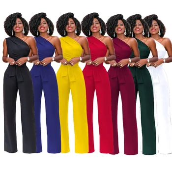 

Solid Color Fashion Sexy Shoulder-slung Jumpsuit Office Lady Casual Full-length Jumpsuits