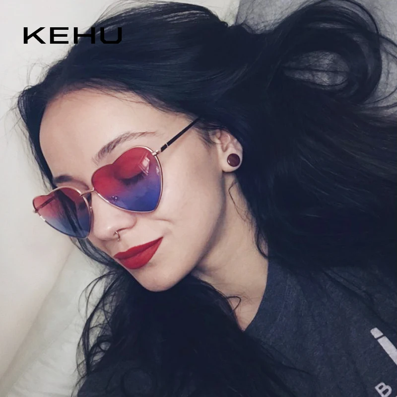 Kehu Новая мода сердце форме многокрасочный очки солнцезащитные женские