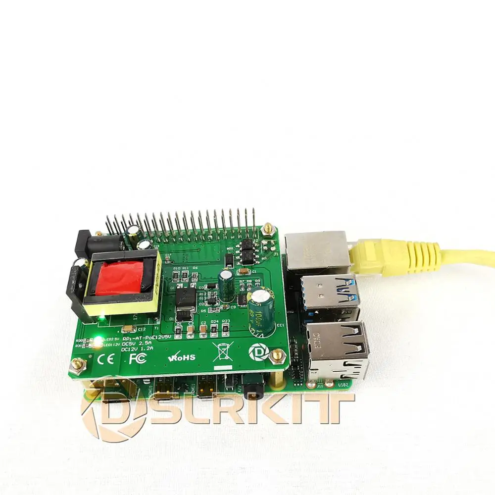 DSLRKIT 5 в 12 В PoE HAT Raspberry Pi 4 4B 3B+ 3B Plus 3,5 дюйма светодиодный жесткий диск 26 Вт