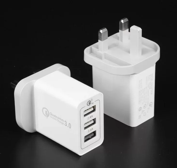 Универсальный 18 Вт 3 USB quick charge 5V3A для Iphone UK EU US Plug мобильный телефон QC3.0 Быстрая зарядка для Samsug huawei Xiaomi