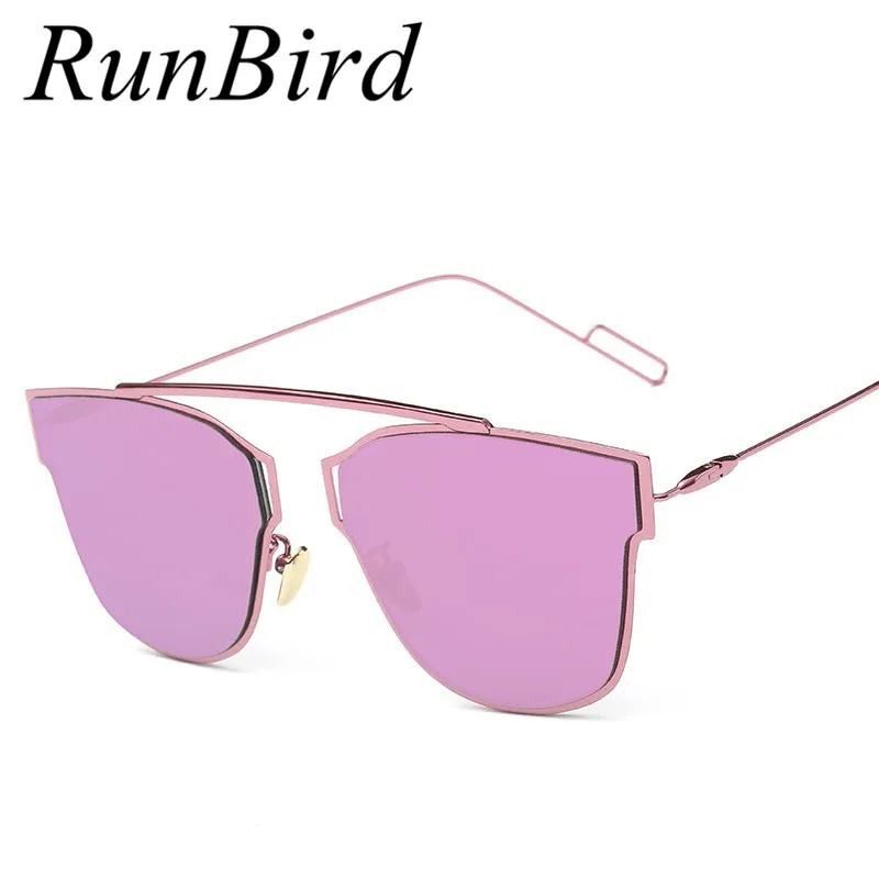 

RunBird Candy Mirror Flat Panel Lens Sunglasses Women Metal Frame Coating Ladies Sun Glasses Brand Designer Lentes De Sol R546