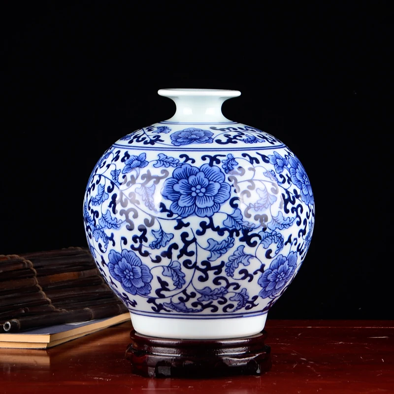 Jingdezhen антикварные синие и белые фарфоровые вазы сцепляющийся Лотос дизайнерское