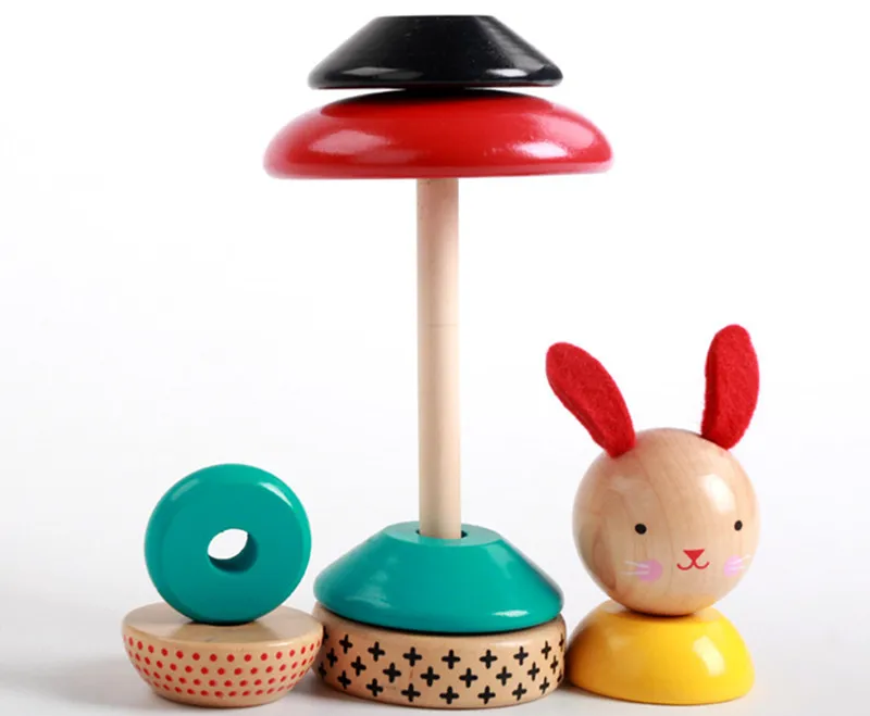 New Wooden Baby Toy Rabbit Reactor Tower Baby Educational Toy Baby Gifts