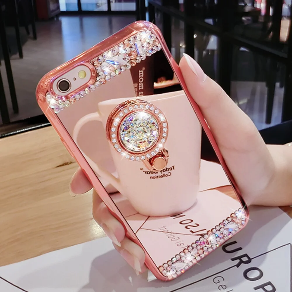 Fashion Diamond Soft TPU Crystal Rhinestone Glitter Mirror ...