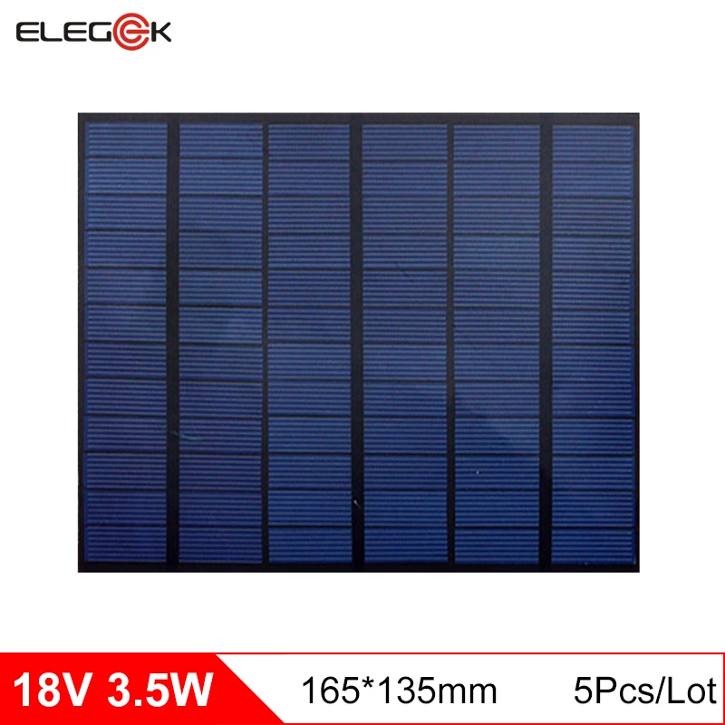 

ELEGEEK 5pcs 3.5W 18V Solar Cell Panel Polycrystalline Silicon DIY Solar Cell 165*135mm Mini Solar Cell for DIY and Solar System