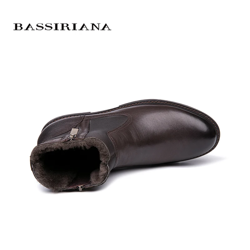 BASSIRIANA/мужские зимние ботинки, натуральная кожа подкладка овечьей шерсти, большой российские размеры 39-45 черный и коричневый