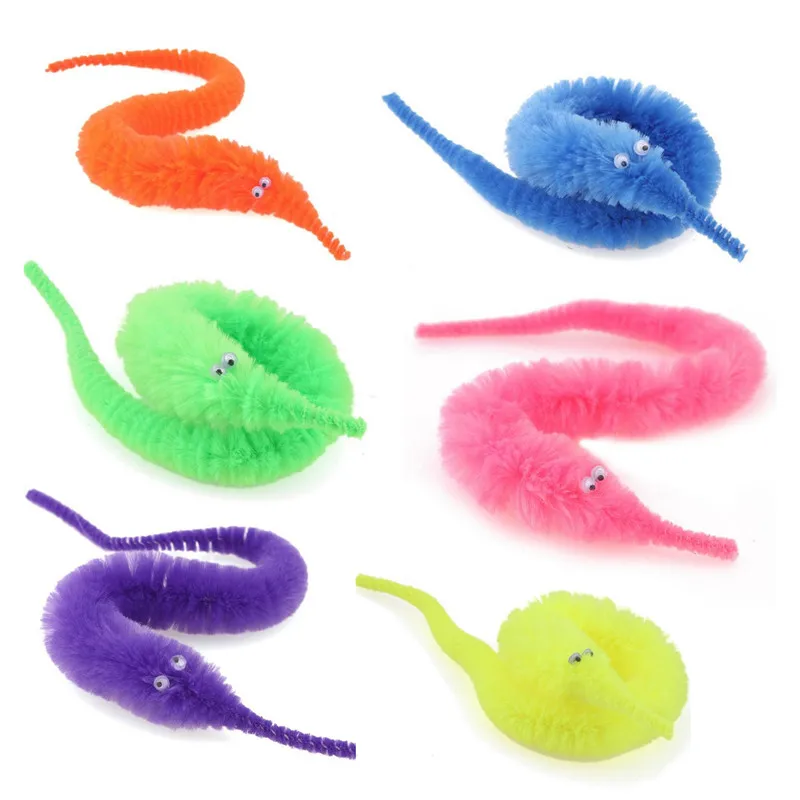 10/6/1 pcs Funny Toys Magic Trick Twisty Fuzzy Worm Kids Cartoon Animals Toys Bile Pussy Mr Fuzzy Street Dolls Blister Card