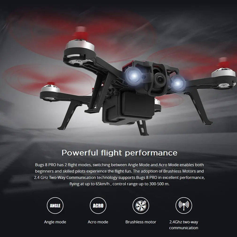 MJX Bugs 8 Pro B8pro RC Race Drone Toy 2.4GHz 65km/h High Speed Brushless Motor rc Dron Quadcopter with 3D Flip Angle/Acro Mode