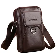 Коричневая поясная сумка мужская кожаная винтажная поясная сумка из воловьей кожи клетчатая/Мобильная Сумка для тела Повседневная дизайнерская маленькая сумка почтальона через плечо