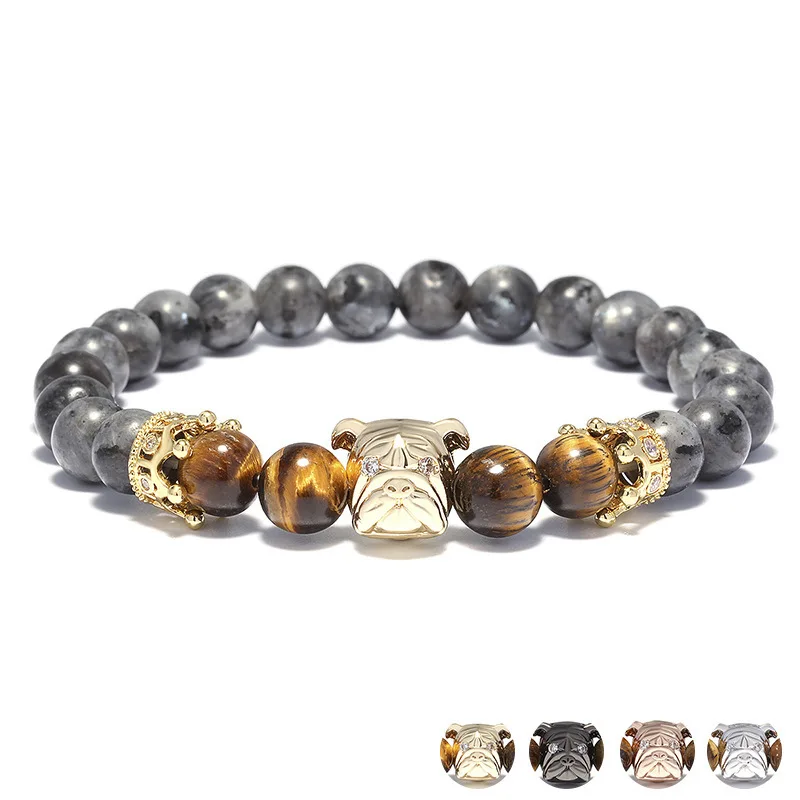 

Loyalty Dog Bracelet for Men Classic Fashion Stone Bead Charm Bracelets & Bangles For Men loyalty Jewerly Gift